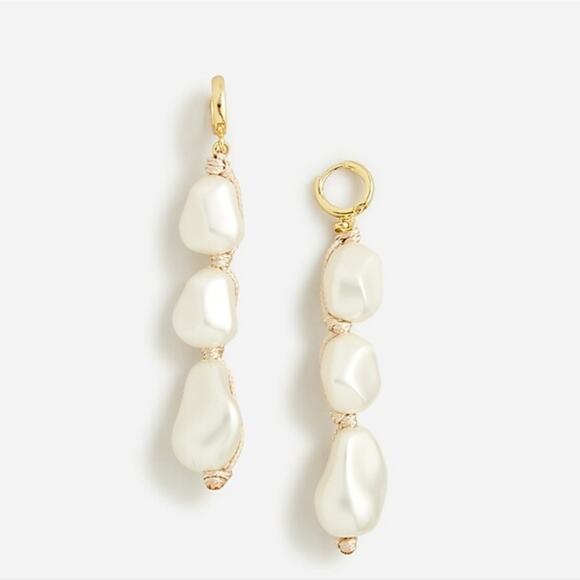 NEW J. Crew Pearl Rope Linear Gold and Cream Dangle Earrings - Picture 1 of 9